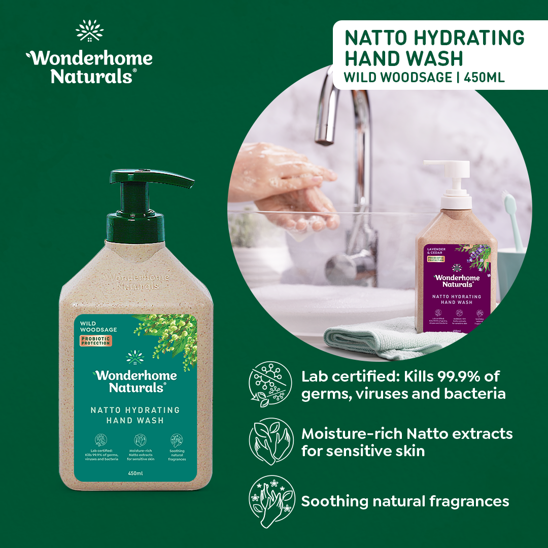 Natto Hydrating Hand Wash 450 mL Wild Woodsage